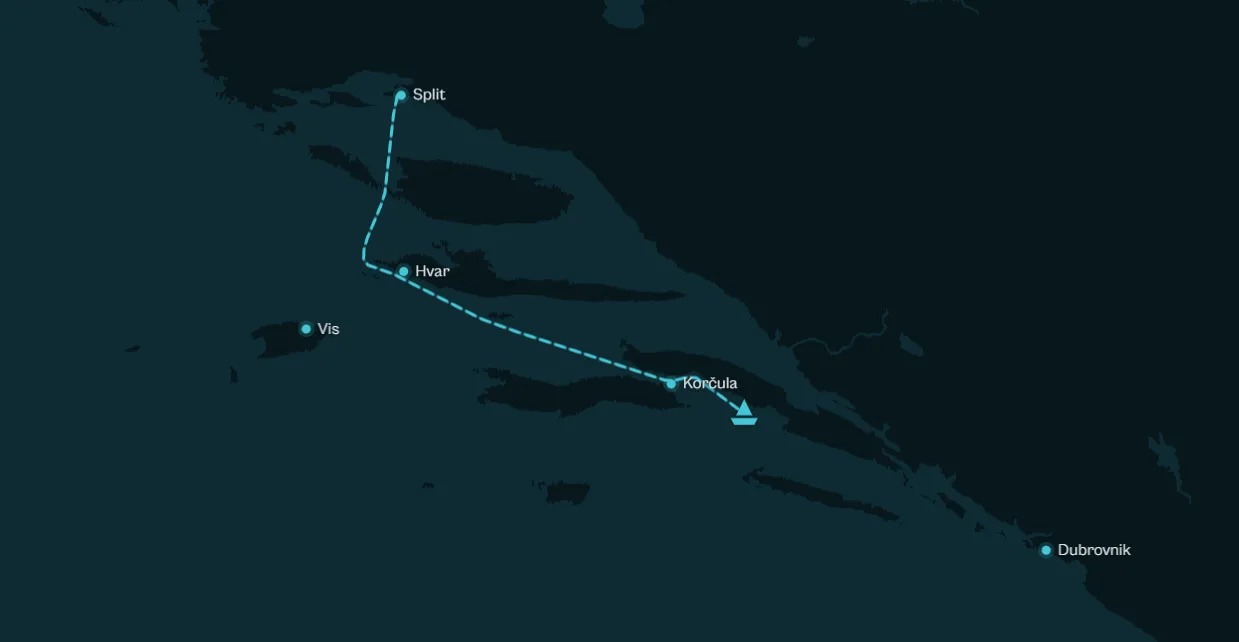 The Charter Planner map, with routes between islands ready to explore